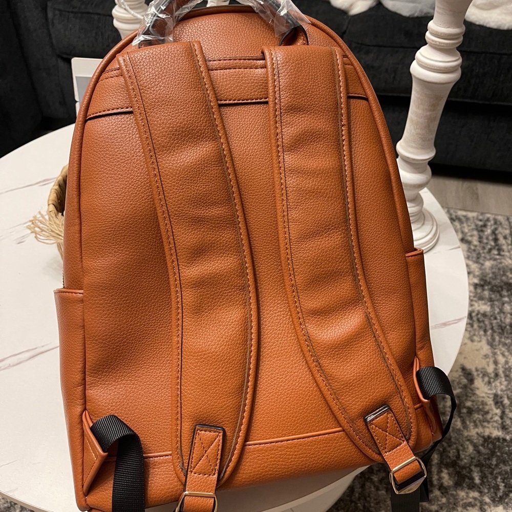 ISAAC MIZRAHI LIVE! Faux Pebble Leather Backpack in Cognac - Picture 3 of 12
